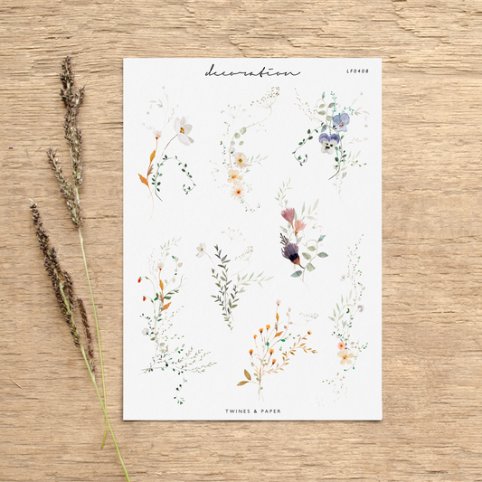 "Fine Wildflower Bouquets" • Planner Decoration Stickers • Transparent Matte/White Matte