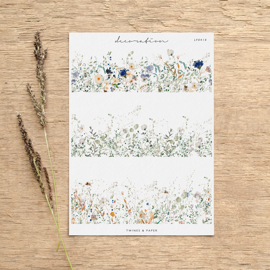 "Fine Wildflower Borders" • Planner Decoration Stickers • Transparent Matte/White Matte