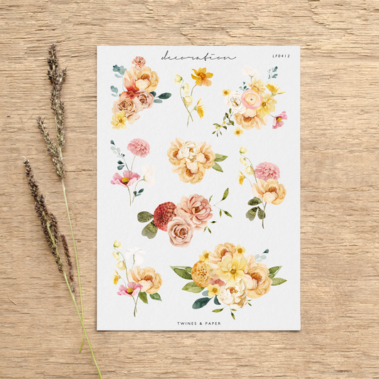 „Flower Bar Bouquets“ • Planer-Dekorationsaufkleber • Transparent Matt/Weiß Matt