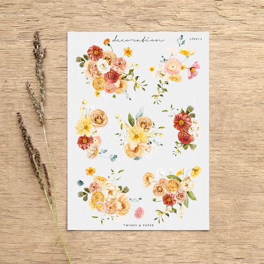 "Flower Bar Bouquets ll" • Planner Decoration Stickers • Transparent Matte/White Matte