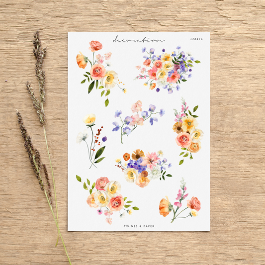 „Flirty Flowers Bouquets“ • Planer-Dekorationsaufkleber • Transparent Matt/Weiß Matt