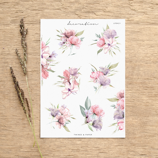 "Graceful Bouquets" • Planner Decoration Stickers • Transparent Matte/White Matte