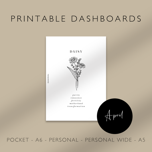 Blumen im Geburtsmonat „Gänseblümchen – April“ – druckbare Dashboards