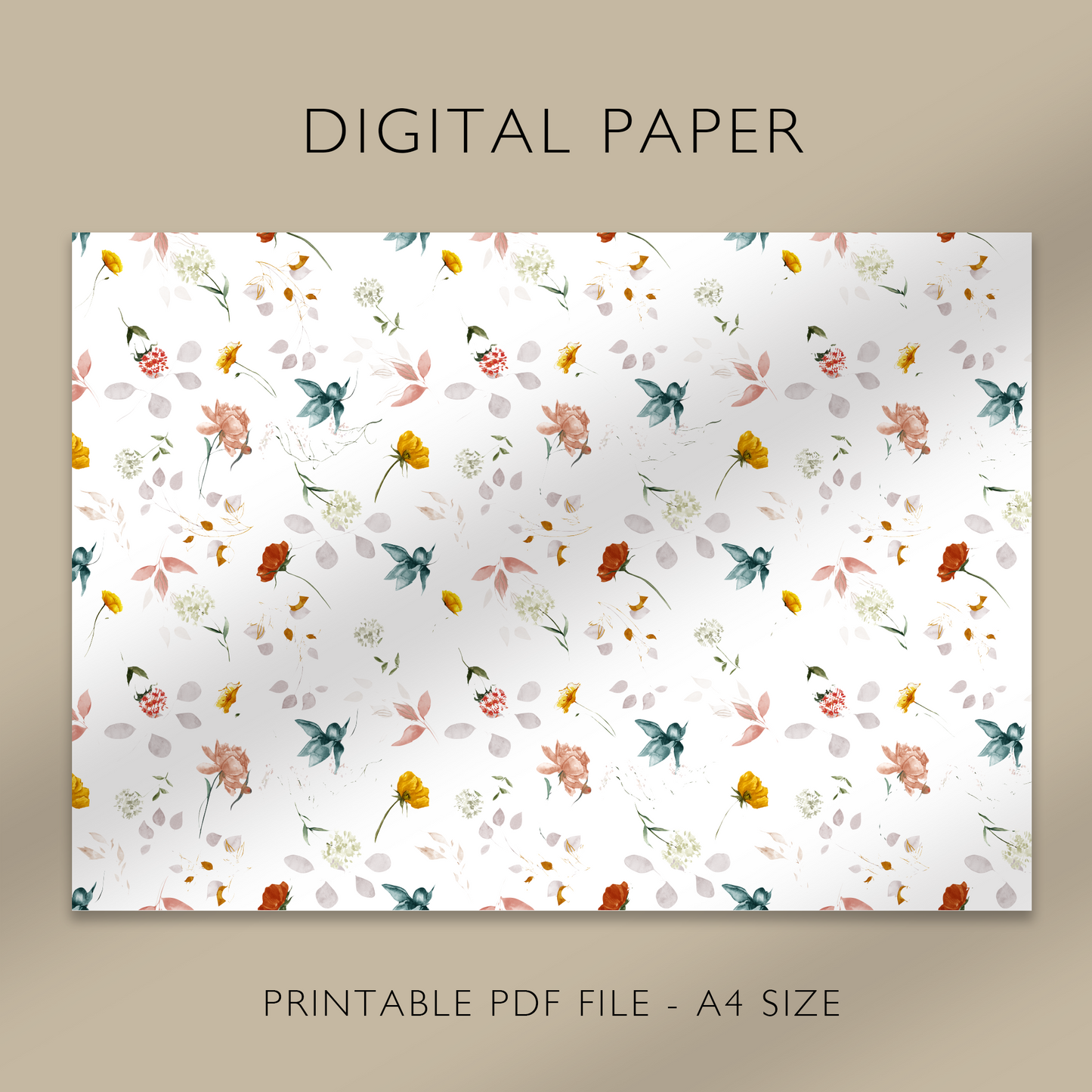 „Bright Autumn“ Digitales Papier, druckbares A4-Blatt