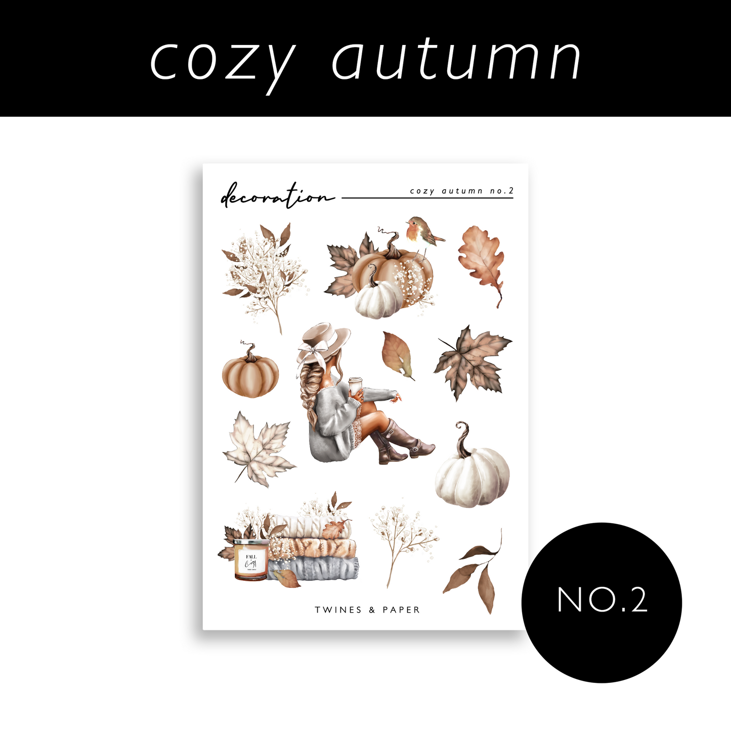 „Cozy Autumn“ Nr. 2 • Dekoaufkleber • Transparent matt