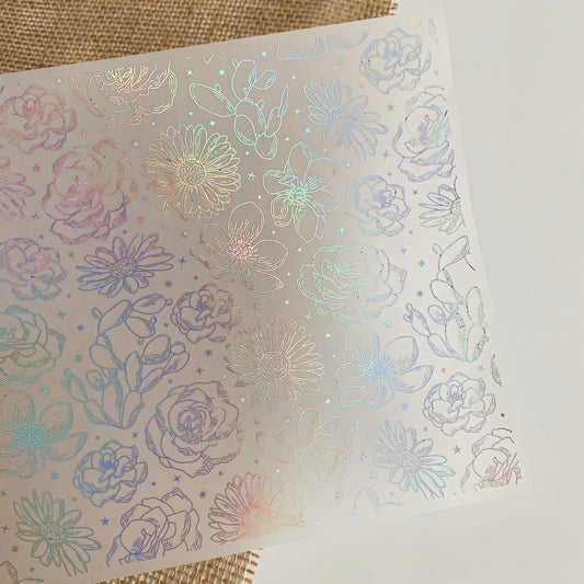 FV066 A4-Blatt aus foliertem Pergament/Acetat mit magischem Blumenmuster