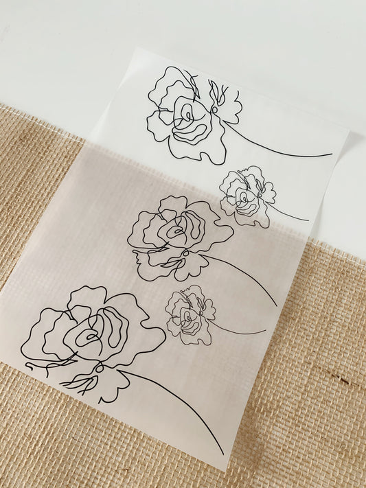 FV104 Large Peonies OneLine Foiled Vellum/Acetate A4 sheet