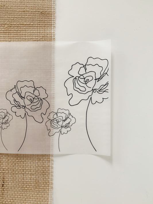 FV104 Large Peonies OneLine Foiled Vellum/Acetate A4 sheet