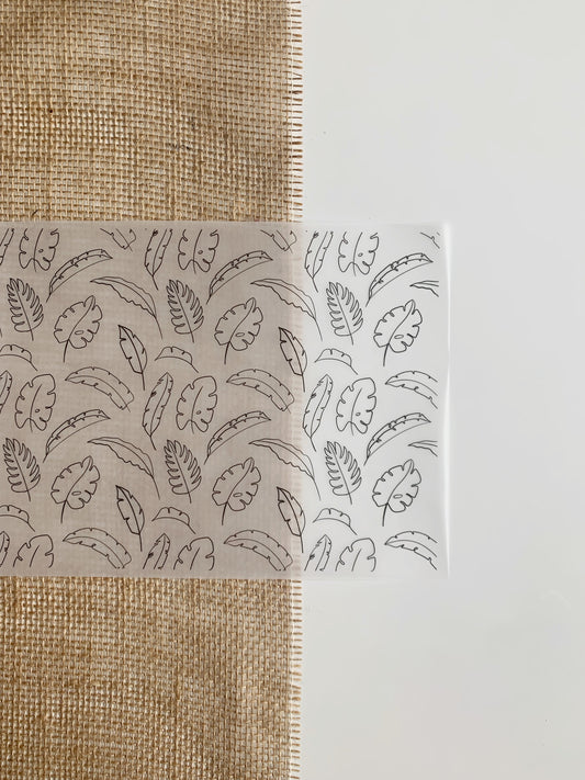 FV167 A4-Blatt aus foliertem Pergament/Acetat mit tropischen Blättern