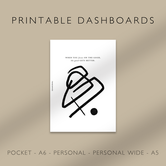 „Fokus auf das Gute“ druckbare Planer-Dashboards, Tasche, A6, persönlich, persönlich breit, A5