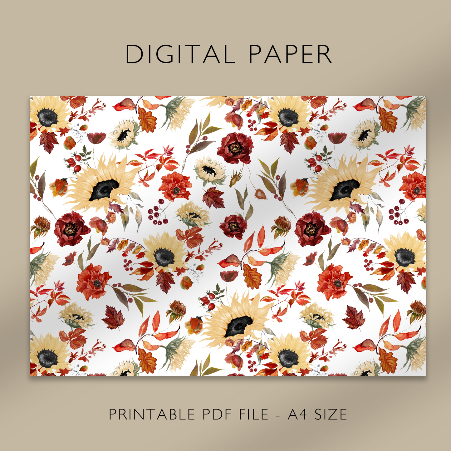 „Goldener Herbst“ Digitales Papier, druckbares A4-Blatt