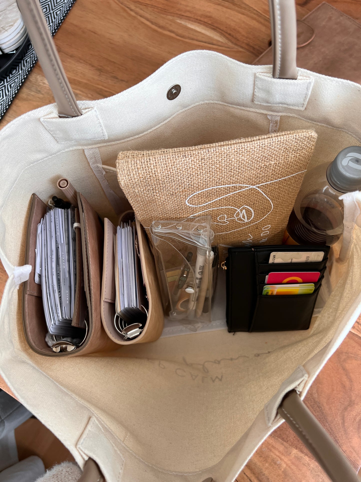 Canvas Tote Bag • Keep Calm & Plan On • PU Leather Handles