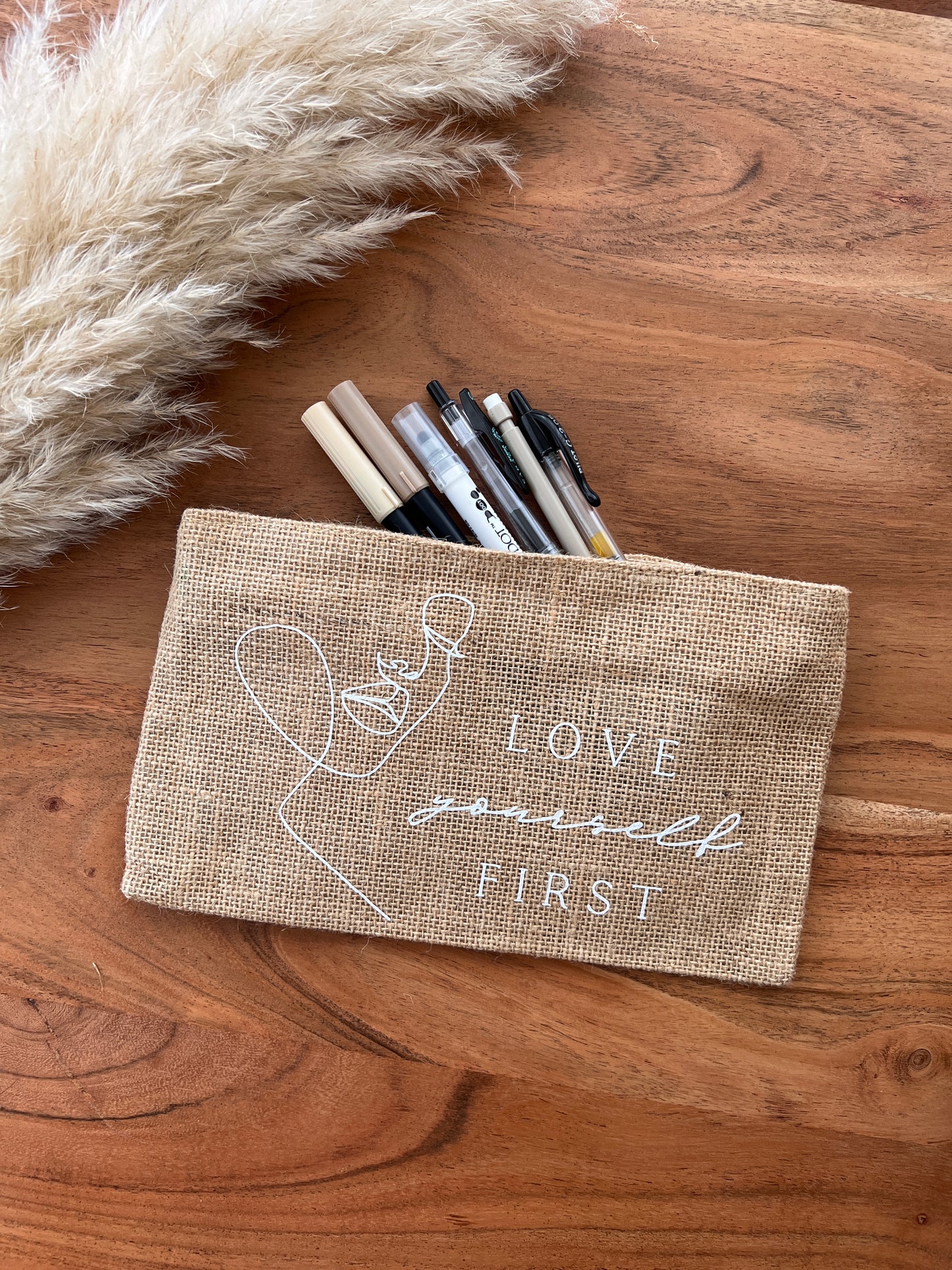 Jute Pen Pouch • "Love yourself first"