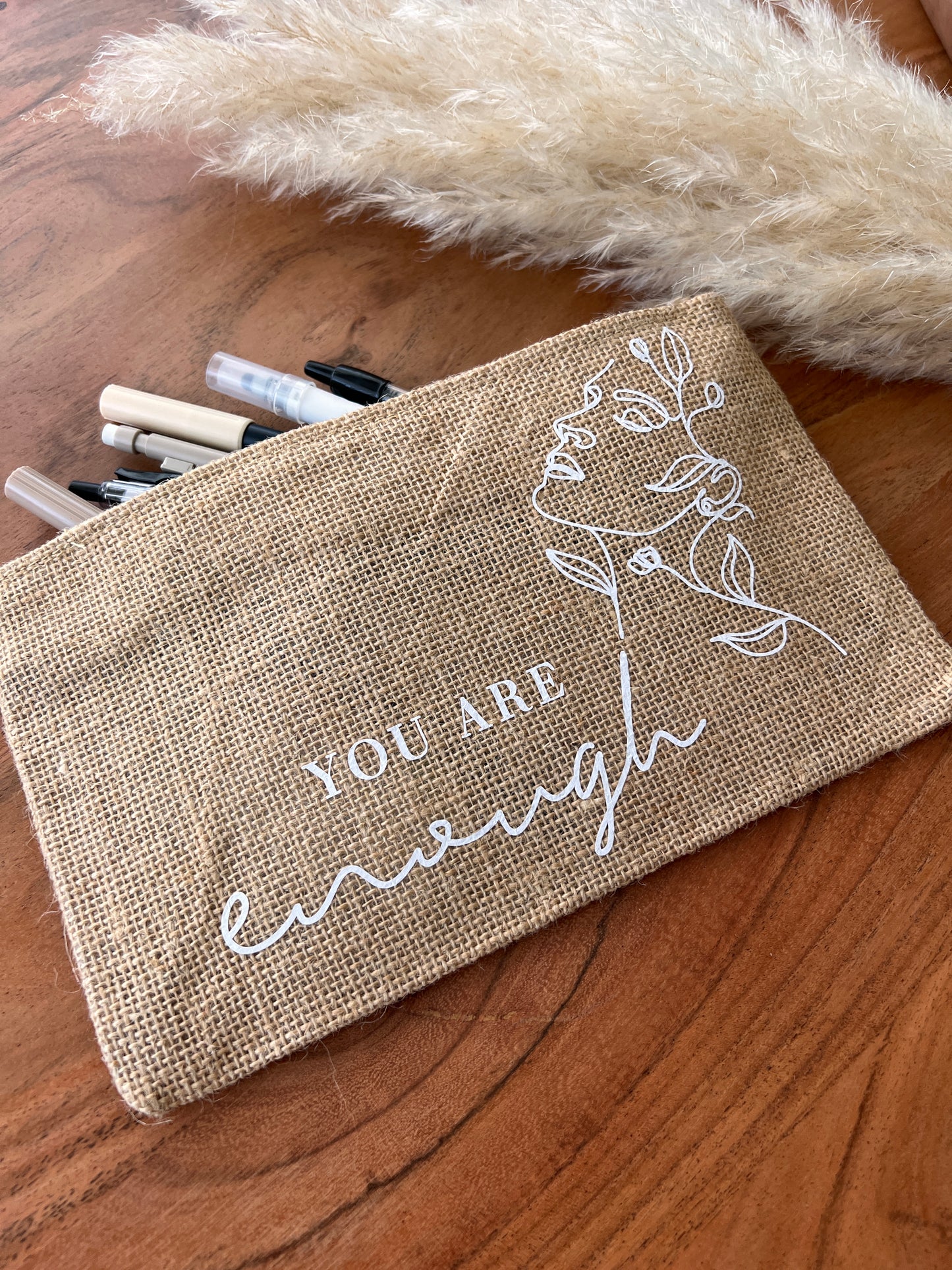 Jute Pen Pouch • "You are enough"