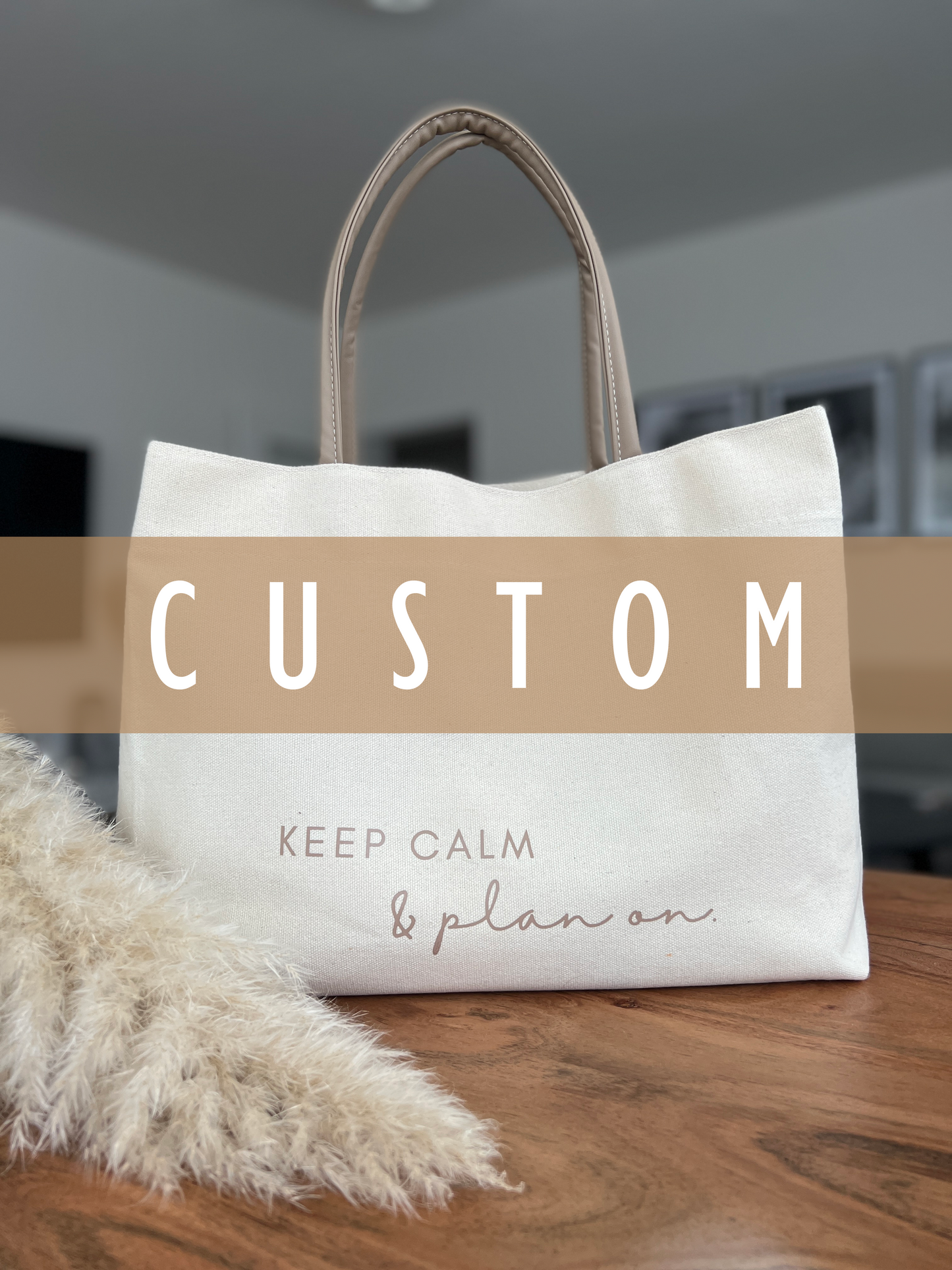 Custom Canvas Tote Bag • PU Leather Handles