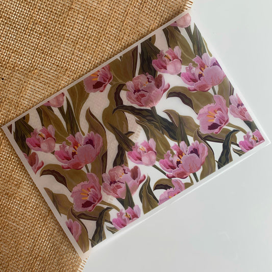 CV023 Vintage rosa Tulpen farbiges Pergament-A4-Blatt