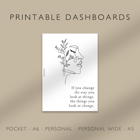 "Change The Way You Look" Printable Planner Dashboards Pocket, A6, Personal, Personal Wide, A5