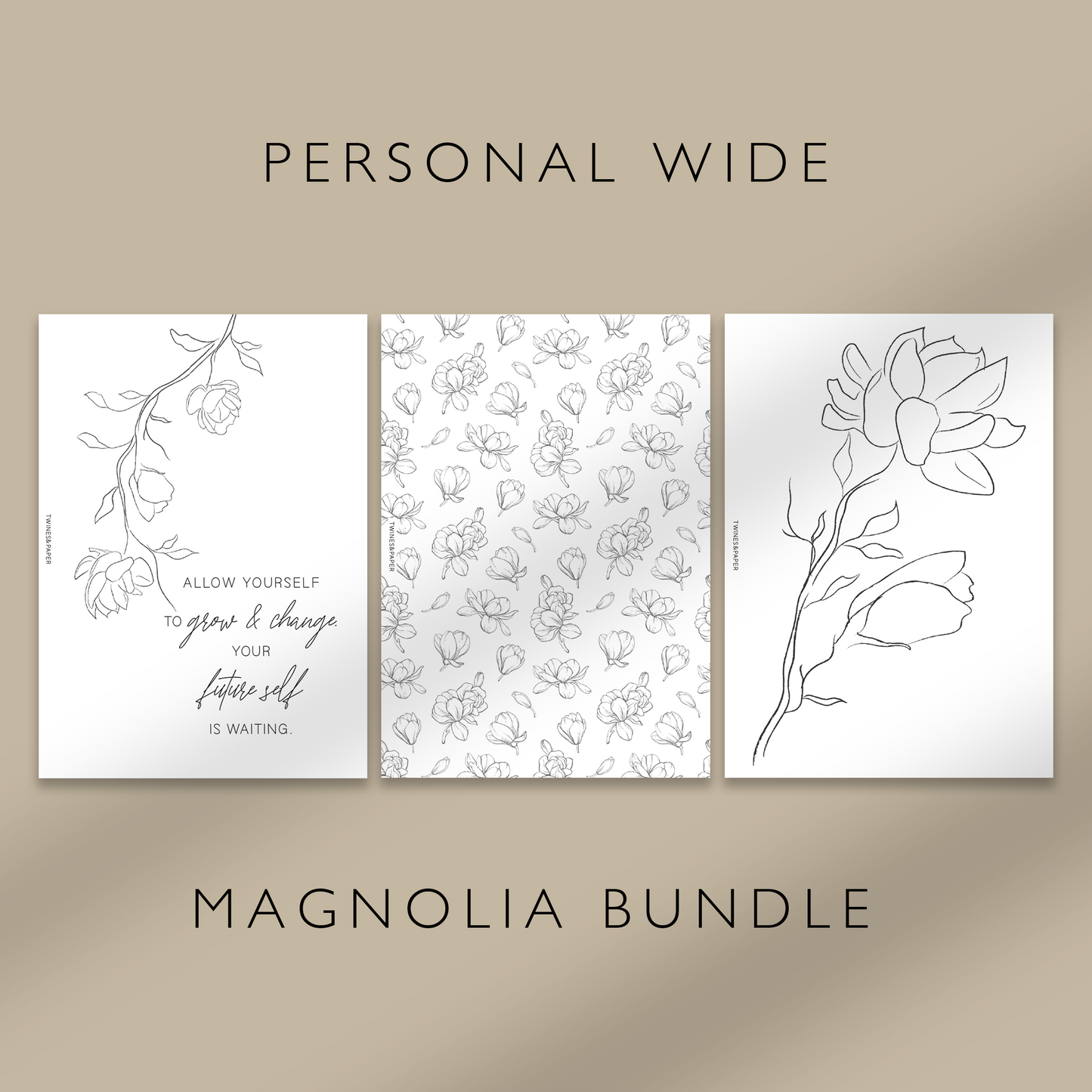 "Magnolia Bundle" Printable Dashboards Pocket, A6, Personal, Personal Wide, A5