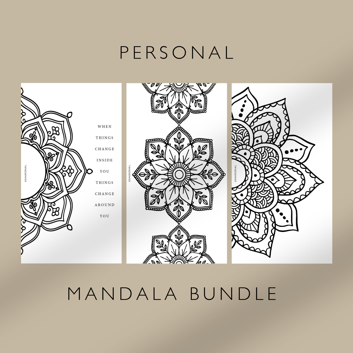 „Mandala Bundle“ Druckbare Dashboard-Tasche, A6, persönlich, persönlich breit, A5