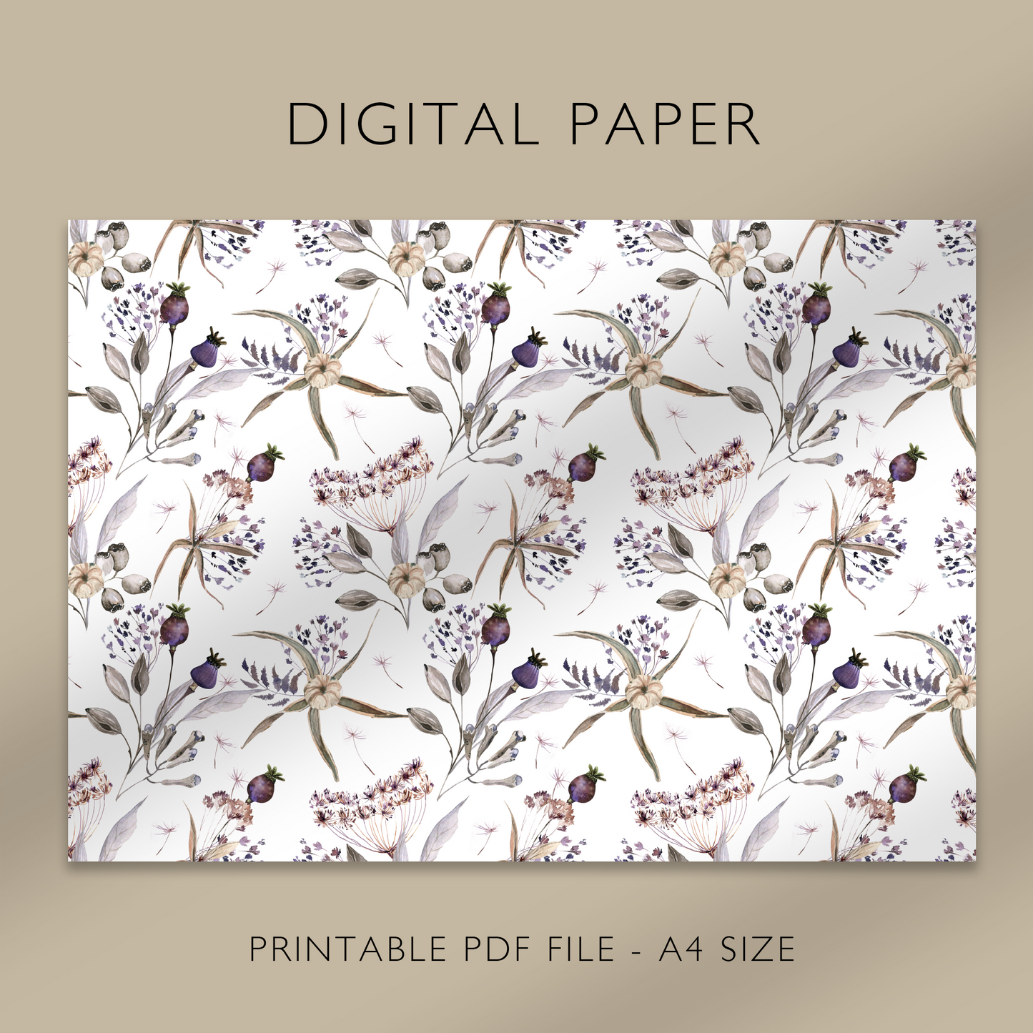 "Mystic Dandelions No.2" Digital Paper, Printable A4 Sheet