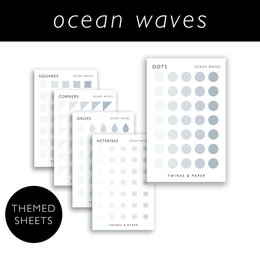 OCEAN WAVES • Shape Stickers • Business Card Size • Transparent Matte