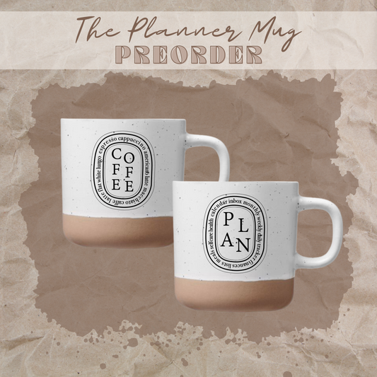 The Planner Mug • White „PLAN“ & "COFFEE" • Handmade
