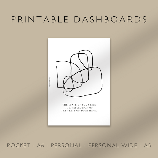 "Reflection Of Your Mind" Printable Planner Dashboards Pocket, A6, Personal, Personal Wide, A5