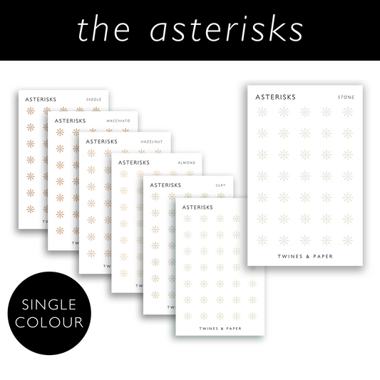 Tiny Asterisk Stickers • 6mm • Business Card Size • Transparent Matte