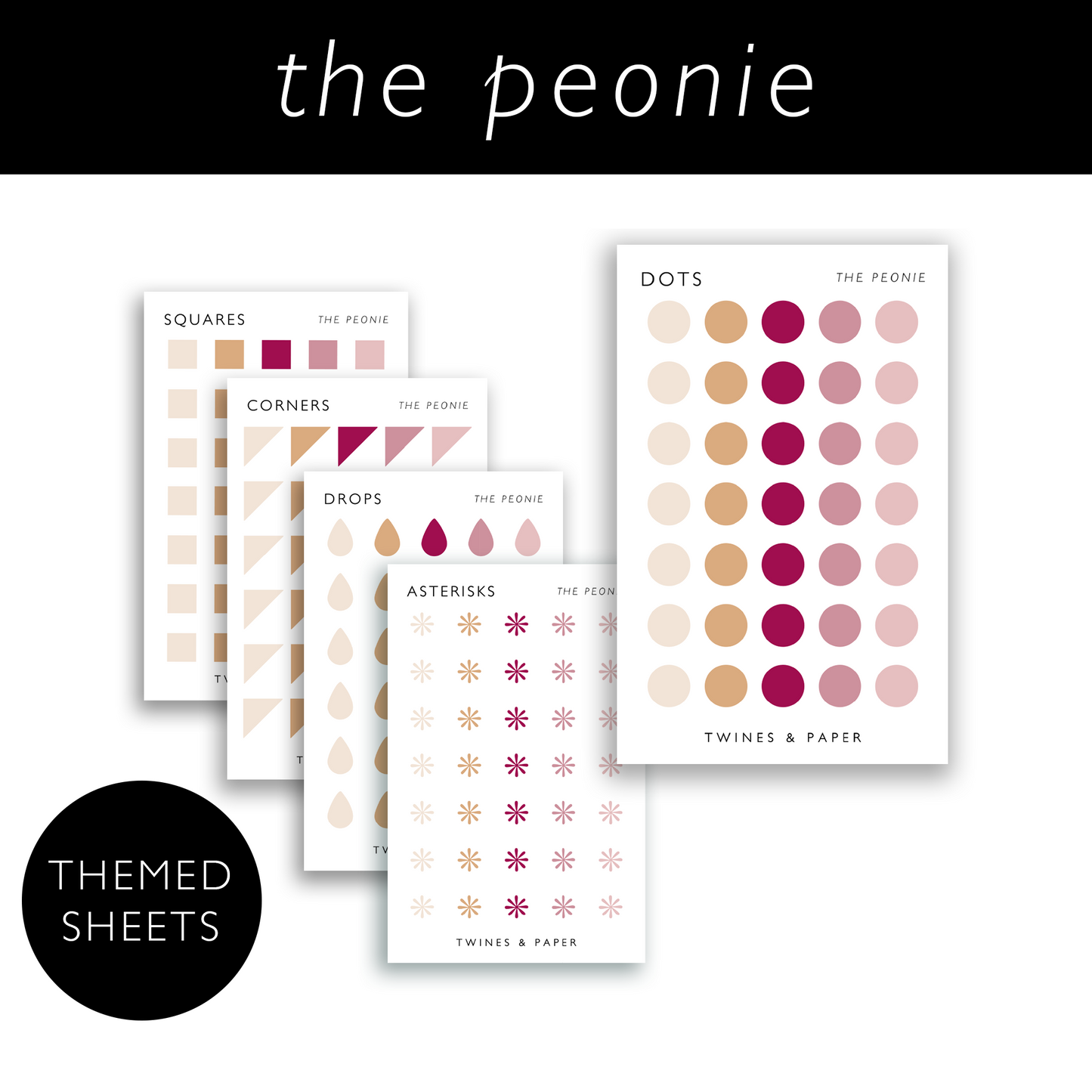 THE PEONIE • Shape Stickers • Business Card Size • Transparent Matte