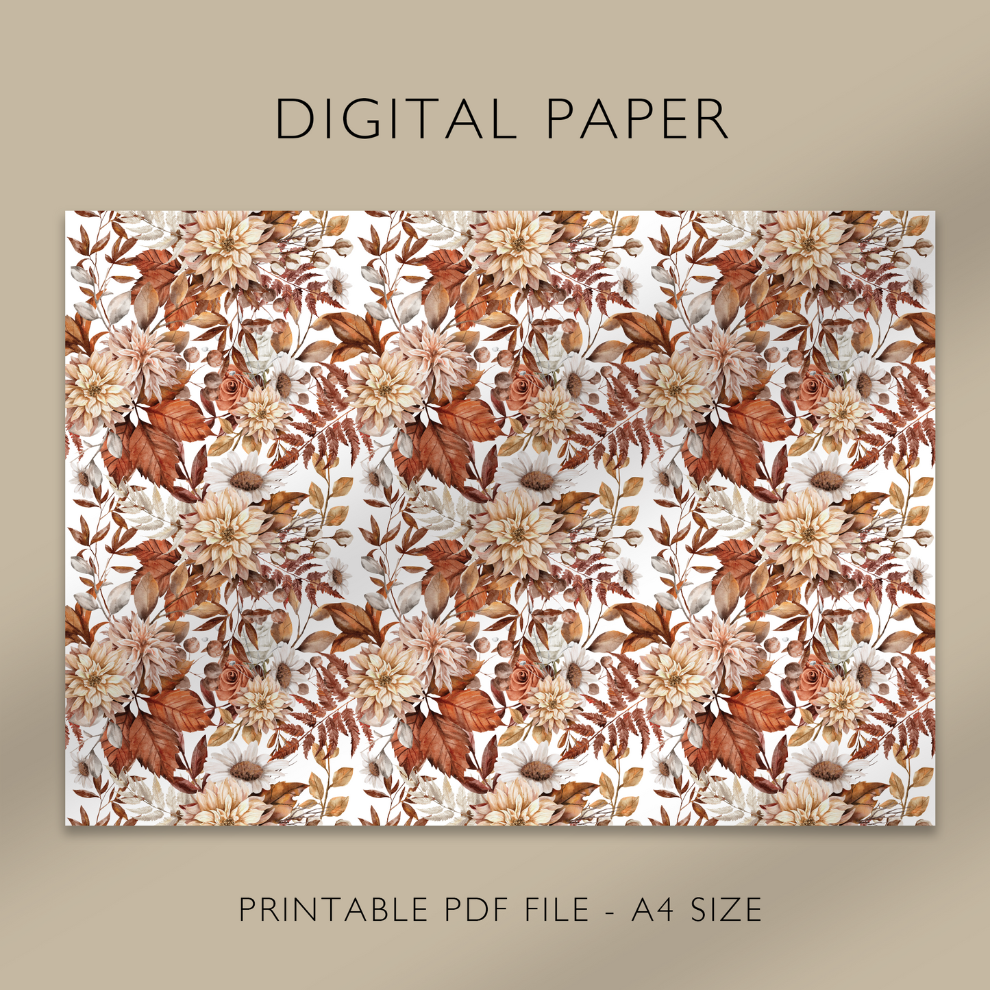 „Vintage Autumn No.5“ Digitales Papier, druckbares A4-Blatt