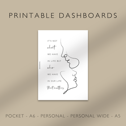 „Es ist, wen wir in unserem Leben haben“ druckbare Planer-Dashboards, Tasche, A6, persönlich, persönlich breit, A5