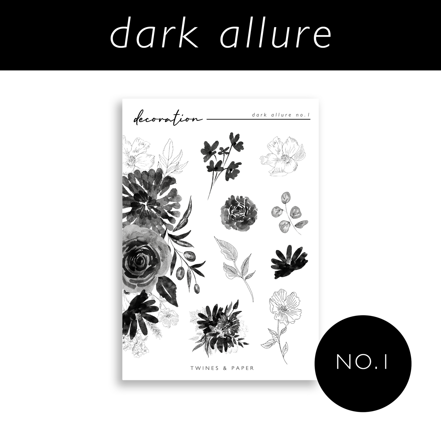 "Dark Allure" No. 1 • Decoration Stickers • Transparent Matte