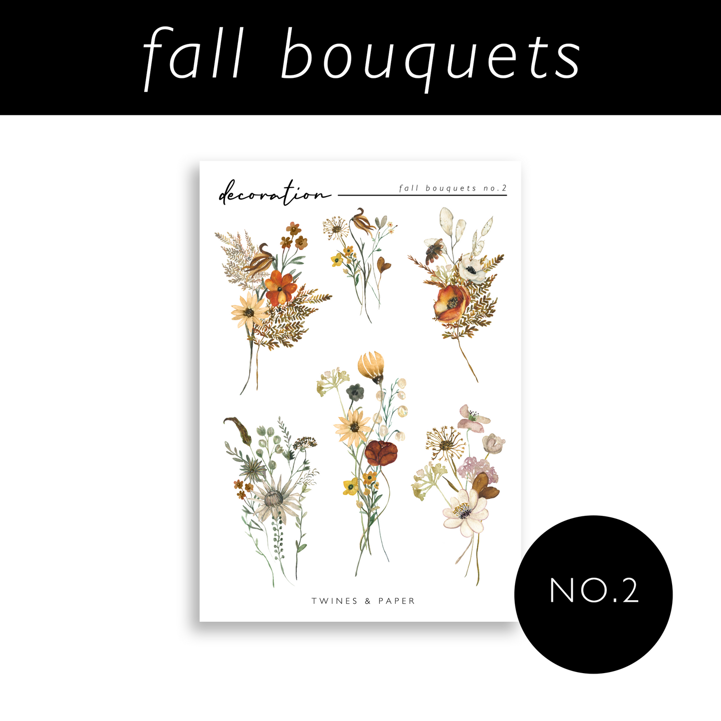"Fall Bouquets" No. 2 • Decoration Stickers • Transparent Matte