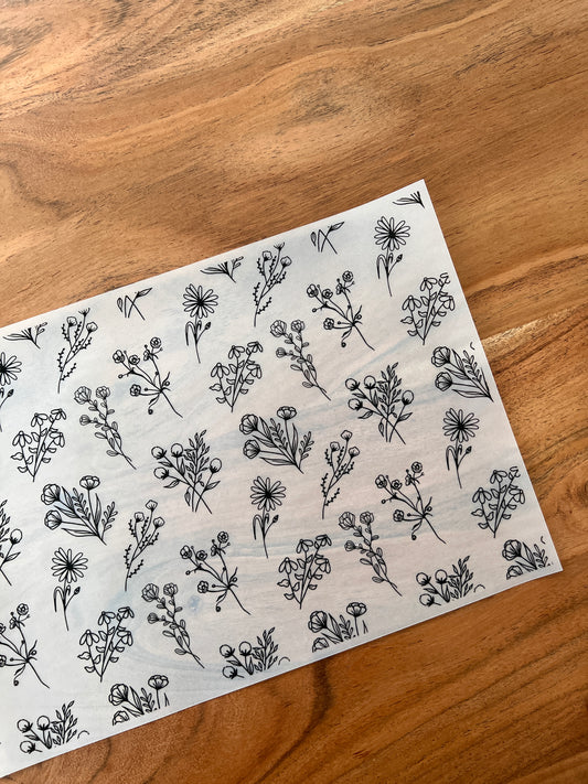 FV178 A4-Blatt aus foliertem Pergament/Acetat mit gemischten Blumen