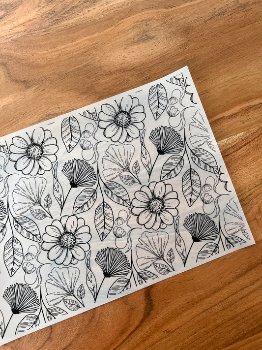 FV174 Gemischte Frühlingsblumen, A4-Blatt aus foliertem Pergament/Acetat