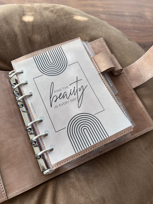 "Find The Beauty In Every Day" Printable Planner Dashboards Pocket, A6, Personal, Personal Wide, A5