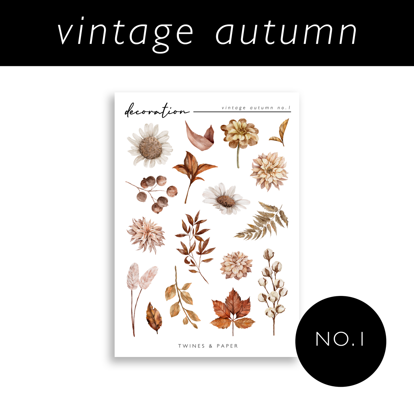 "Vintage Autumn" No. 1 • Decoration Stickers • Transparent Matte